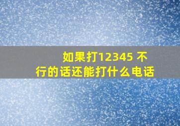 如果打12345 不行的话还能打什么电话